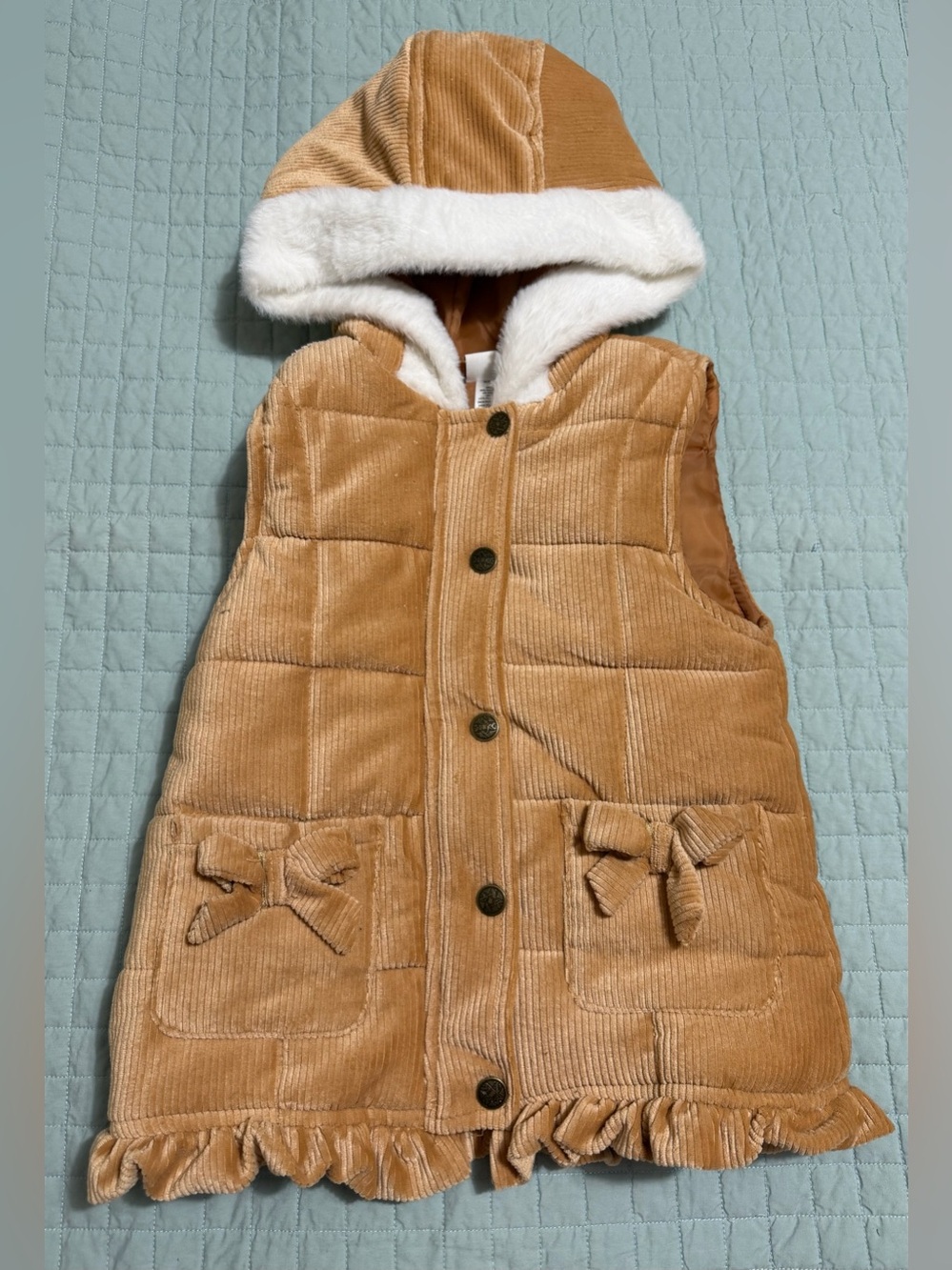 Nicole Miller New York Girls Corduroy Hooded Puffer Vest – Size 6L NWOT